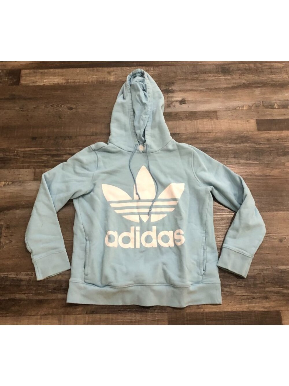 Adidas Essentials Womens Medium Light Blue Hoodie Pullover Sweatshirt